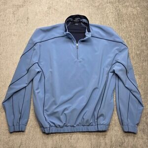 Straight Down Performance Mens XL 1/4 Zip Golf Pullover Blue Stretch‎ Windshirt